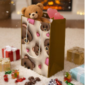 Cute Teddy Bear & Hearts Gift Bag Medium Cadeauzakje