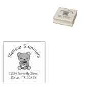 Cute Teddy Bear Holding Berry Arch Address Rubberstempel (Gestempeld)