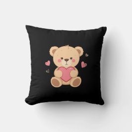 Cute Teddy Bear Holding Heart – love Kussen