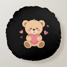 Cute Teddy Bear Holding Heart – love Rond Kussen