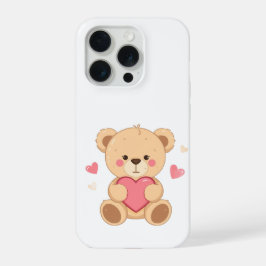 Cute Teddy Bear Holding Heart – Valentine Love Ill iPhone 15 Pro Hoesje
