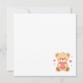 Cute Teddy Bear Holding Heart – Valentine Love Ill Kaart