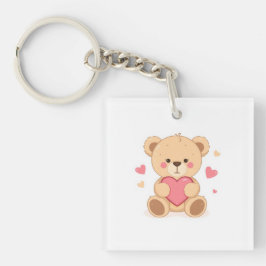 Cute Teddy Bear Holding Heart – Valentine Love Ill Sleutelhanger