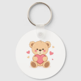 Cute Teddy Bear Holding Heart – Valentine Love Ill Sleutelhanger