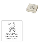 Cute Teddy Bear Holding Honey Jar Address Rubberstempel (Gestempeld)