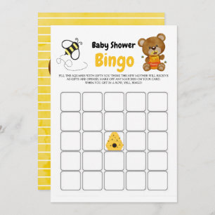 Cute Teddy Bear Honey Bumblebee Baby shower Bingo