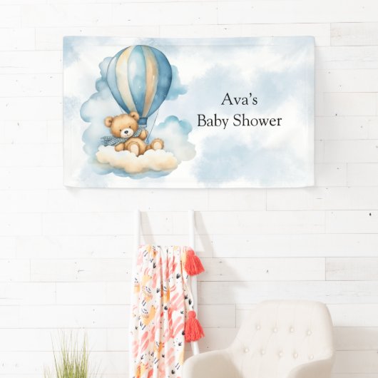 Cute Teddy Bear Hot Air Baby shower Spandoek (Insitu)