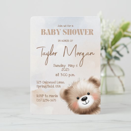 Cute Teddy Bear Kaart (Staand voorkant)