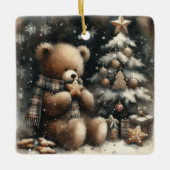 Cute Teddy Bear Kerstmis Keramisch Ornament (Voorkant)