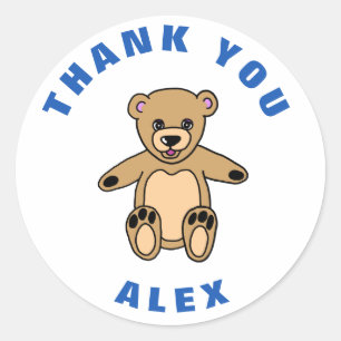 Cute Teddy Bear Kids Birthday Bedankt Ronde Sticker