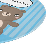 Cute Teddy Bear Kinder Funny Joke Blue Striped Snijplank (Hoek)