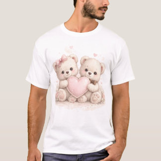 Cute Teddy Bear Love T-Shirt – Schattig Koppel Bea