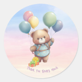 Cute Teddy Bear met ballonnen gepersonaliseerd Ronde Sticker