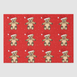 Cute Teddy Bear met Kerstmis met Santa Hat Red Tissuepapier