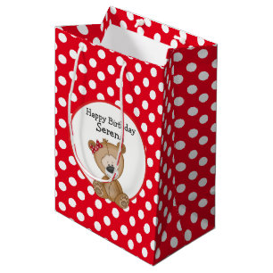 Cute Teddy Bear met Polka Dots Birthday Medium Cadeauzakje