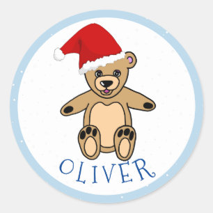 Cute Teddy Bear met Santa Hat-kerstKind Ronde Sticker