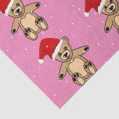 Cute Teddy Bear met Santa Hat Pink Kerstmis Tissuepapier (Detail)