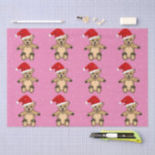 Cute Teddy Bear met Santa Hat Pink Kerstmis Tissuepapier (Craft)