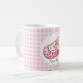 Cute Teddy Bear Monogram Name Patroon Koffiemok (Voorkant links)