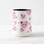 Cute Teddy Bear Mug – Pink & Black Coffee Cup (Centre)