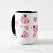 Cute Teddy Bear Mug – Pink & Black Coffee Cup (Devant gauche)