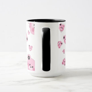 Cute Teddy Bear Mug – Pink & Black Coffee Cup Mok