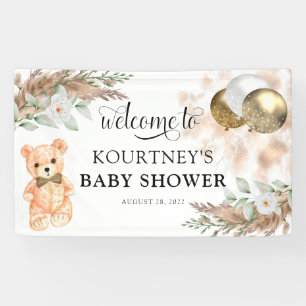 Cute Teddy Bear Neutral Baby shower Welcome Spandoek