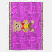 Cute Teddy Bear on Pink Geometric  Deken (Voorkant Verticaal)