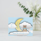 Cute Teddy Bear op het Moon Birthday Briefkaart (Staand voorkant)