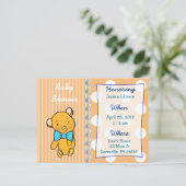 Cute Teddy Bear Orange Baby shower Invitation (Debout devant)