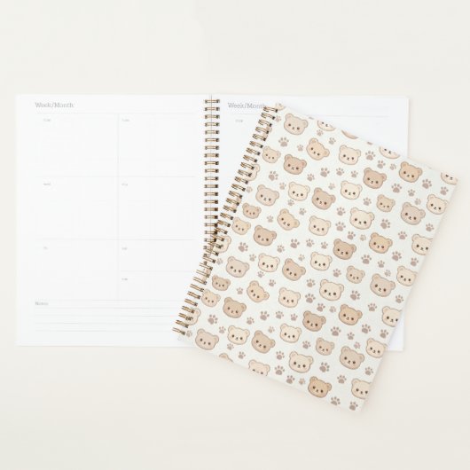 Cute Teddy Bear Pattern Notebook Cover Background (Devant avec enveloppe)