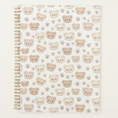 Cute Teddy Bear Pattern Notebook Cover Background (Devant)