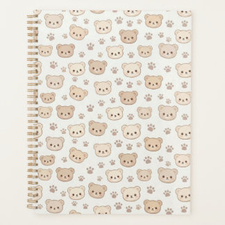Cute Teddy Bear Pattern Notebook Cover Background Planner
