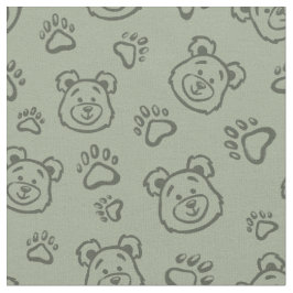 Cute Teddy Bear Paws Boho Boy Baby Kids Sage Green Stof
