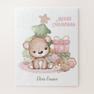 Cute Teddy Bear Persoonlijke Kerstmis Legpuzzel