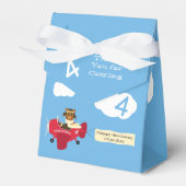 Cute Teddy Bear Pilot Custom Name and Age Birthday Bedankdoosjes (Voorkant Zijde)
