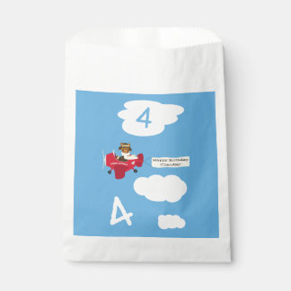 Cute Teddy Bear Pilot Custom Name and Age Birthday Bedankzakje