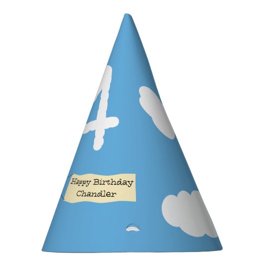 Cute Teddy Bear Pilot Custom Name and Age Birthday Feesthoedjes (Rechts)