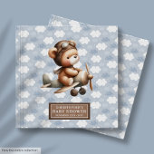 Cute Teddy Bear Pilote Baby shower Invité Livre Ga