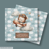 Cute Teddy Bear Pilote Baby shower Livre d'invité
