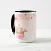 ​Cute Teddy Bear & Pink Hearts Coffee Mug (Devant gauche)