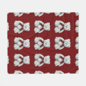 Cute Teddy Bear, Potcil Drawing, Polka Dots Fleece Deken (Voorkant (Horizontaal))
