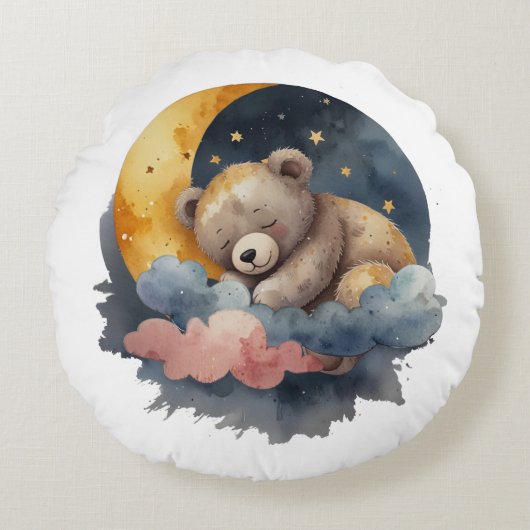 Cute Teddy Bear Rond Kussen (Voorkant)