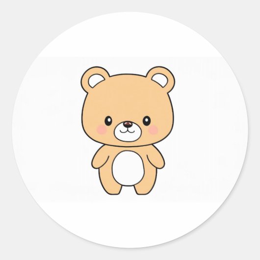 Cute Teddy Bear Ronde Sticker (Voorkant)