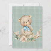 Cute Teddy Bear & Roos Laurel Boy Baby shower Kaart (Achterkant)