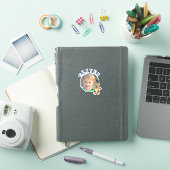 Cute Teddy Bear Round Lijst Name and Photo Kinder Sticker (iPad Cover)