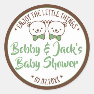 Cute Teddy Bear Rustic Nostalgische Baby shower Gi Ronde Sticker