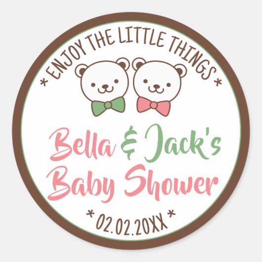 Cute Teddy Bear Rustic Nostalgische Baby shower Gi Ronde Sticker (Voorkant)
