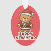 Cute Teddy Bear Santa Happy New Year Sticker (devant)