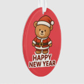 Cute Teddy Bear Santa Happy New Year Sticker (devant)